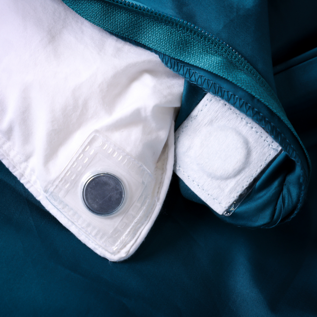 Magnetic corner clips in the Ningaloo Quilt Cover.