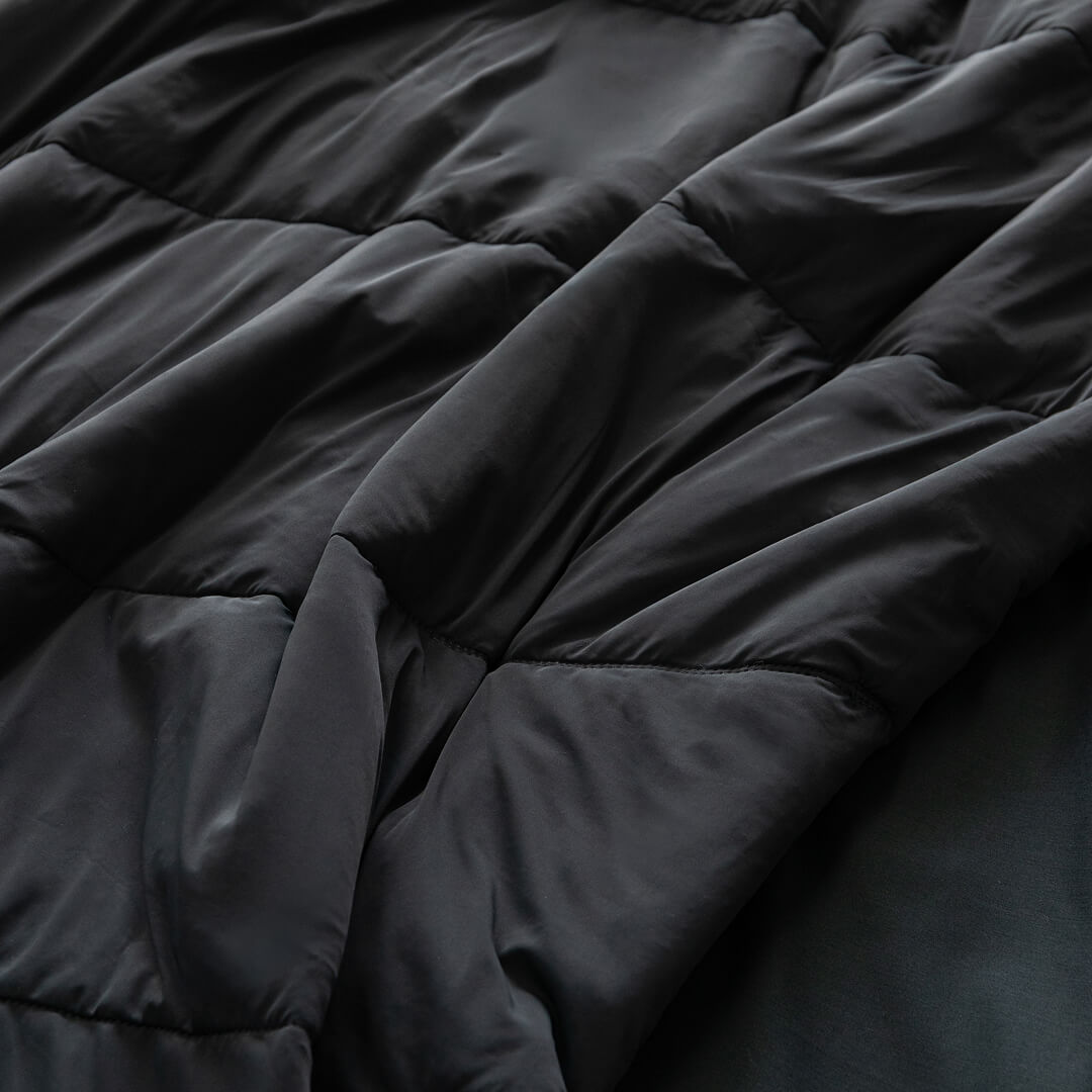 Close up texture of black cooling blanket.