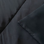Close up of corners and stitching of black cooling blanket.