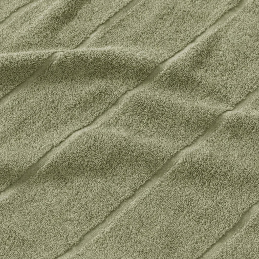 Sage bath towel zoom in on texture