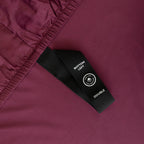 Close up of corner strap in deep maroon