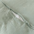 Close-up of the quilt cover zipper closure, showcasing the concealed opening designed for easy insert placement and a clean finish.