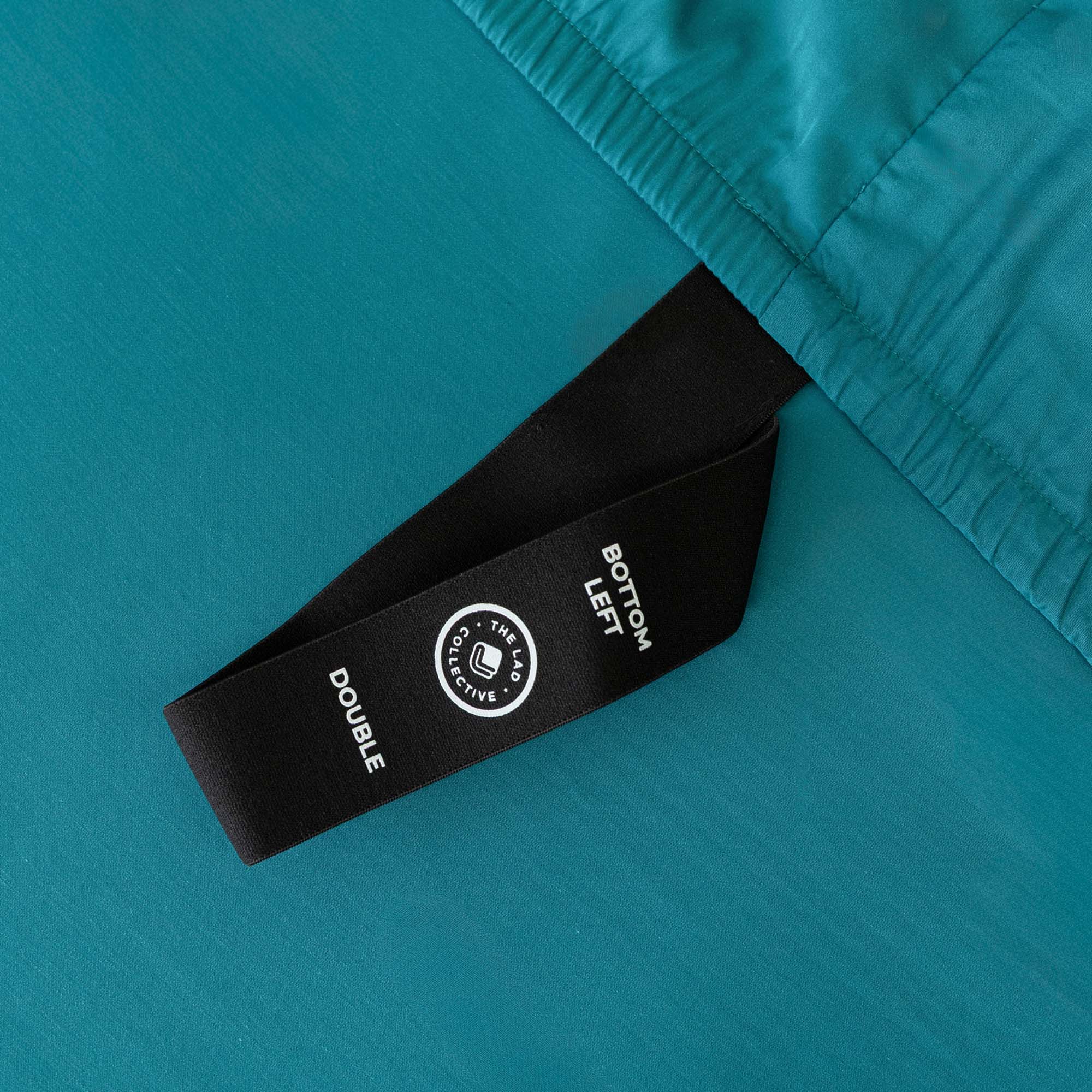 Close up of corner strap in Teal Green