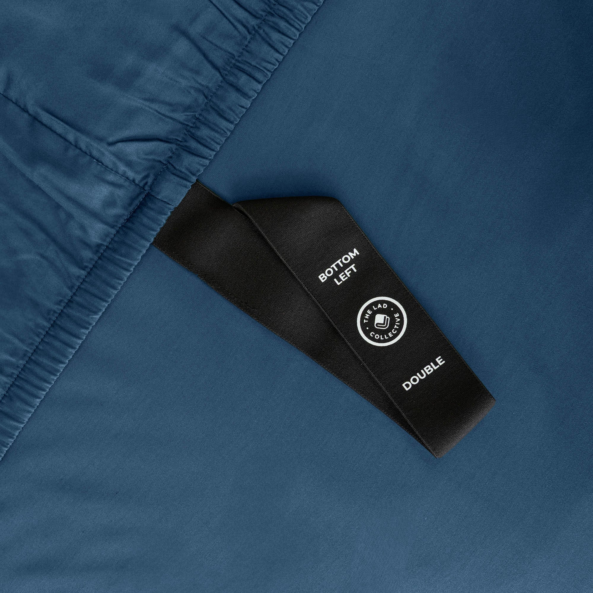 Close up of corner strap in Pacific Blue