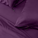 Deep purple invisible zip pillowcases close up.
