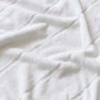 Close-up of white textured fabric towel.
