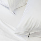2 white pillows & pillowcases with zip detail